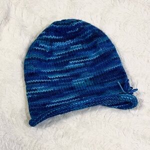 🆕 Hand Knitted Hand Crafted Tonal Blue Unisex Soft Beanie Knit Hat, Cozy Winter